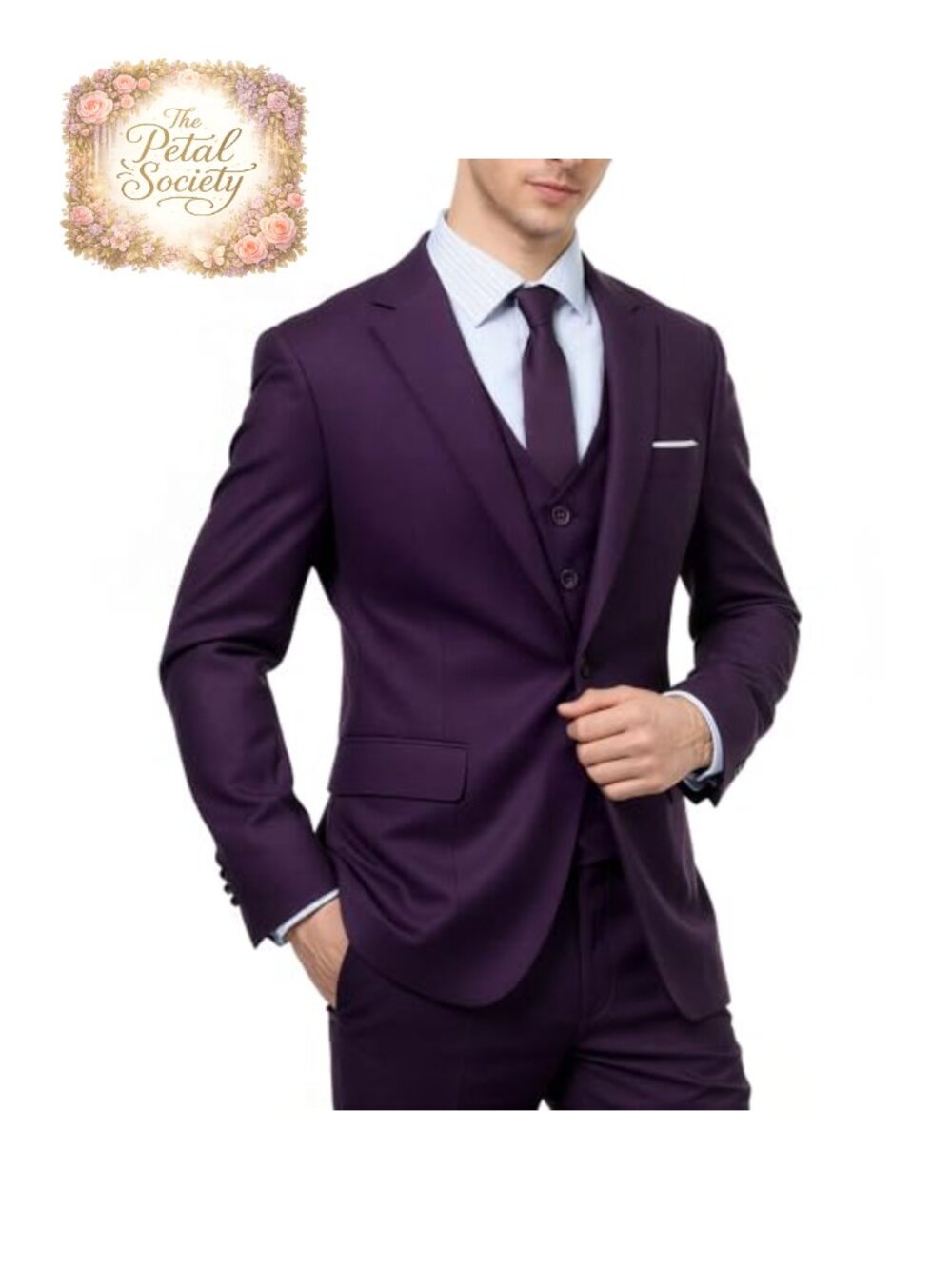 Mens 3-Piece Suit Notched Lapel One Button Slim Fit Formal Jacket Vest Pants Set
